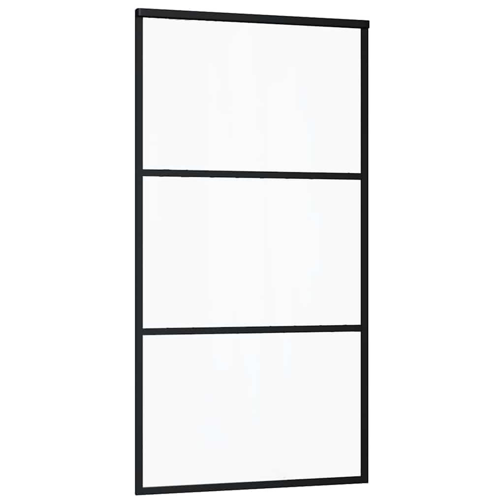 vidaXL Sliding Door with Hardware Set Black 102x205 cm ESG Glass