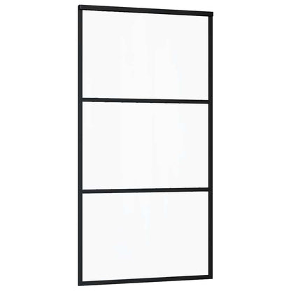 vidaXL Sliding Door with Hardware Set Black 102x205 cm ESG Glass