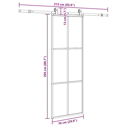 vidaXL Sliding Door with Hardware Set Black 76x205 cm ESG Glass