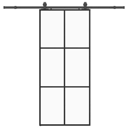 vidaXL Sliding Door with Hardware Set Black 90x205 cm ESG Glass