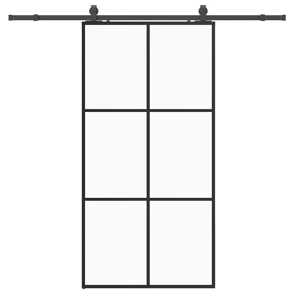 vidaXL Sliding Door with Hardware Set Black 102x205 cm ESG Glass