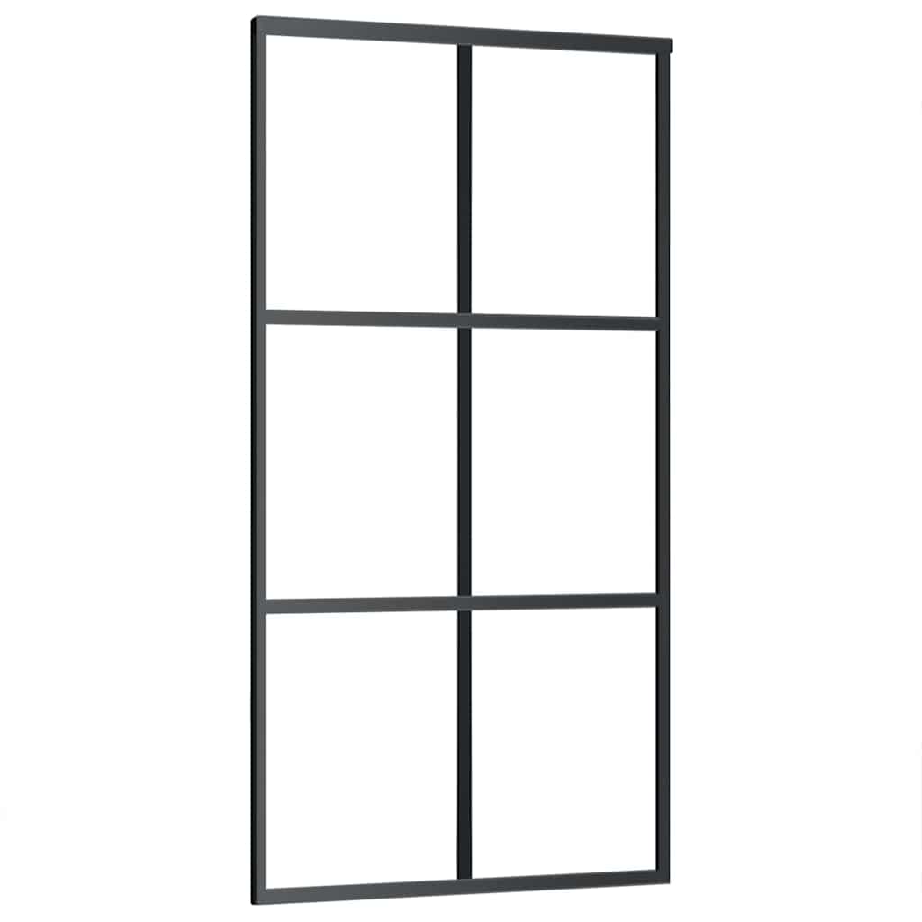 vidaXL Sliding Door with Hardware Set Black 102x205 cm ESG Glass