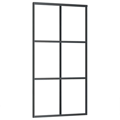 vidaXL Sliding Door with Hardware Set Black 102x205 cm ESG Glass