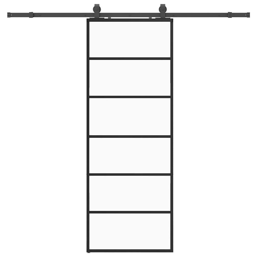 vidaXL Sliding Door with Hardware Set Black 76x205 cm ESG Glass
