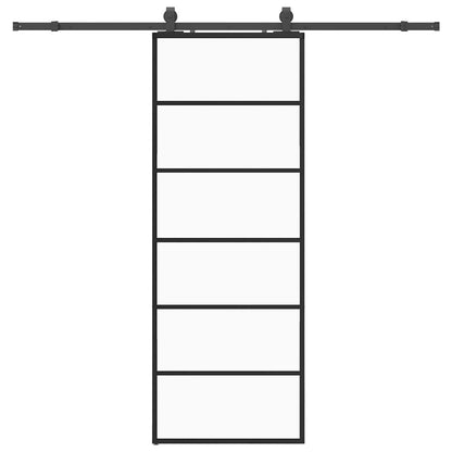 vidaXL Sliding Door with Hardware Set Black 76x205 cm ESG Glass