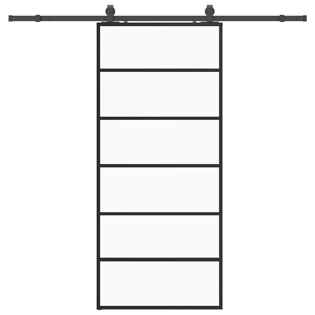 vidaXL Sliding Door with Hardware Set Black 90x205 cm ESG Glass
