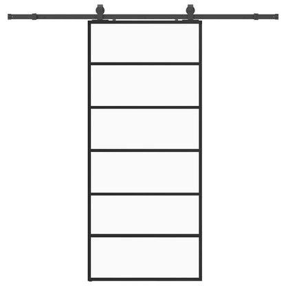 vidaXL Sliding Door with Hardware Set Black 90x205 cm ESG Glass