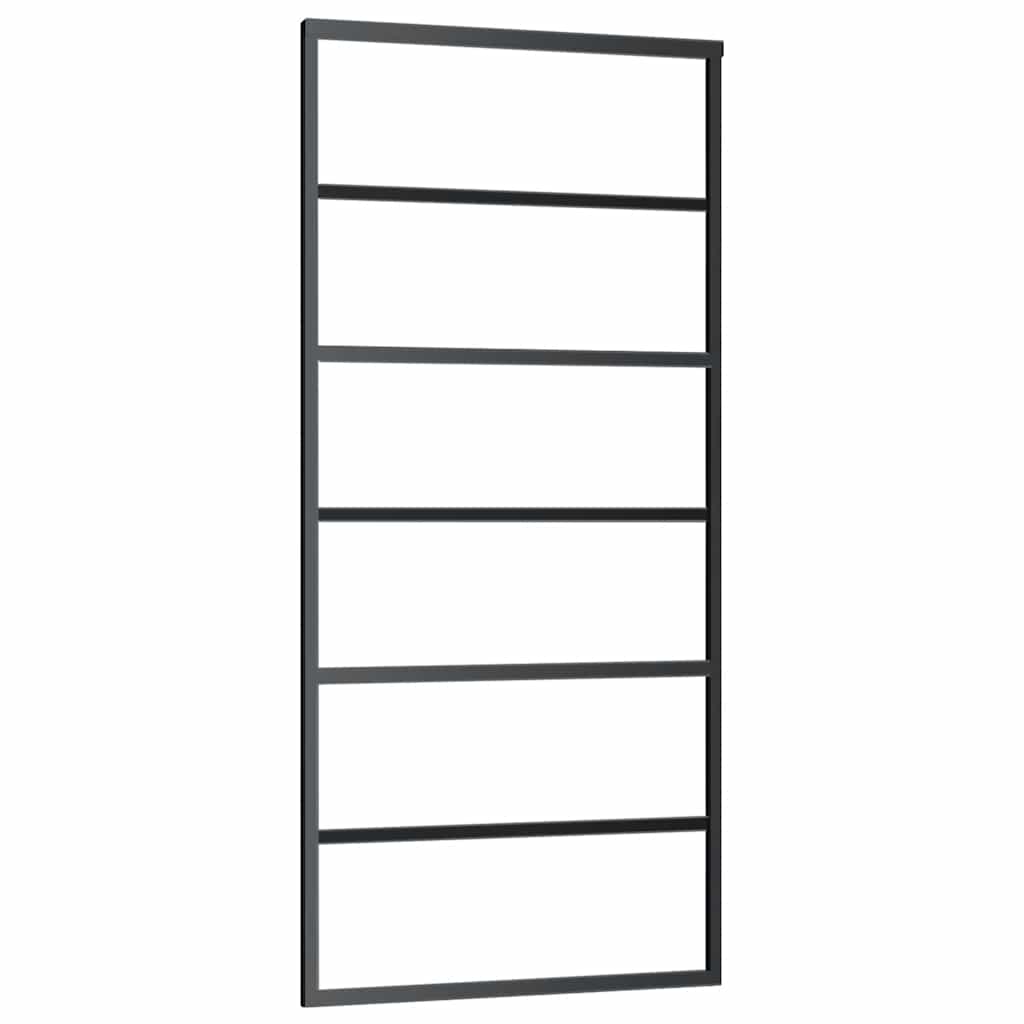 vidaXL Sliding Door with Hardware Set Black 90x205 cm ESG Glass