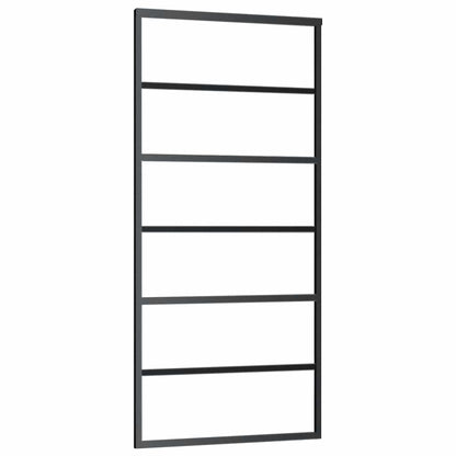 vidaXL Sliding Door with Hardware Set Black 90x205 cm ESG Glass
