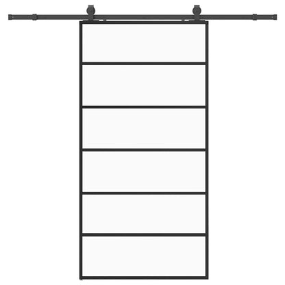 vidaXL Sliding Door with Hardware Set Black 102x205 cm ESG Glass