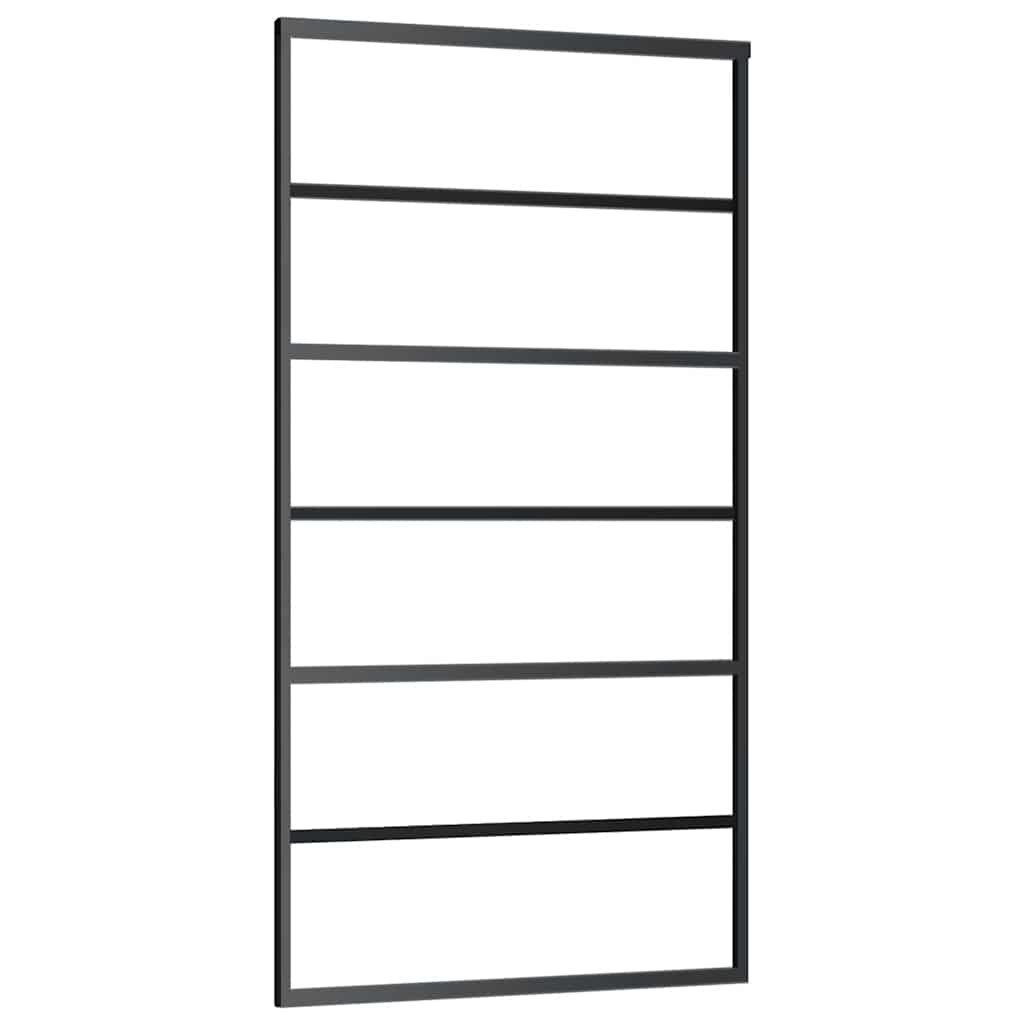 vidaXL Sliding Door with Hardware Set Black 102x205 cm ESG Glass