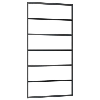 vidaXL Sliding Door with Hardware Set Black 102x205 cm ESG Glass