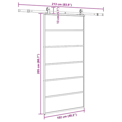 vidaXL Sliding Door with Hardware Set Black 102x205 cm ESG Glass