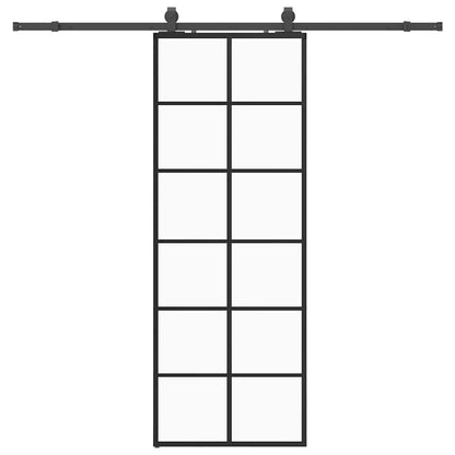 vidaXL Sliding Door with Hardware Set Black 76x205 cm ESG Glass