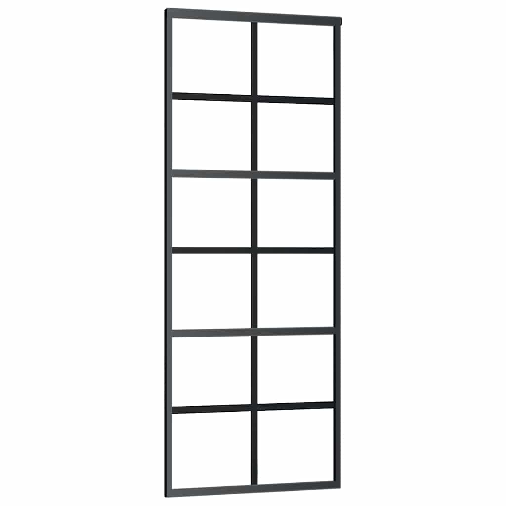 vidaXL Sliding Door with Hardware Set Black 76x205 cm ESG Glass