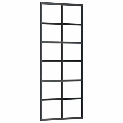 vidaXL Sliding Door with Hardware Set Black 76x205 cm ESG Glass