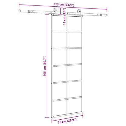 vidaXL Sliding Door with Hardware Set Black 76x205 cm ESG Glass