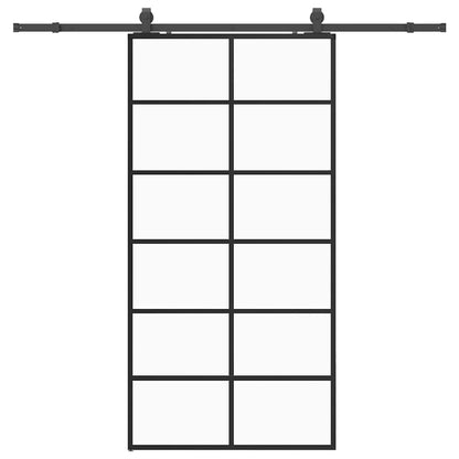 vidaXL Sliding Door with Hardware Set Black 90x205 cm ESG Glass
