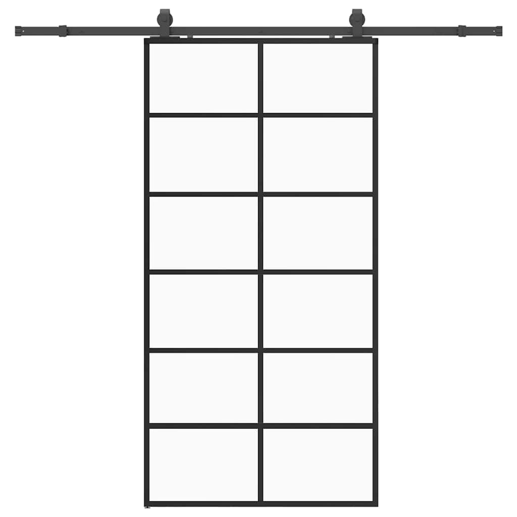 vidaXL Sliding Door with Hardware Set Black 102x205 cm ESG Glass