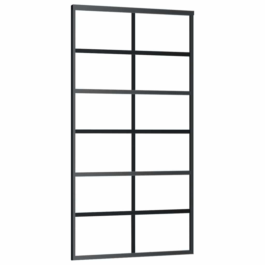 vidaXL Sliding Door with Hardware Set Black 102x205 cm ESG Glass