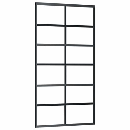 vidaXL Sliding Door with Hardware Set Black 102x205 cm ESG Glass