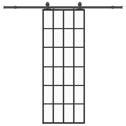 vidaXL Sliding Door with Hardware Set Black 76x205 cm ESG Glass