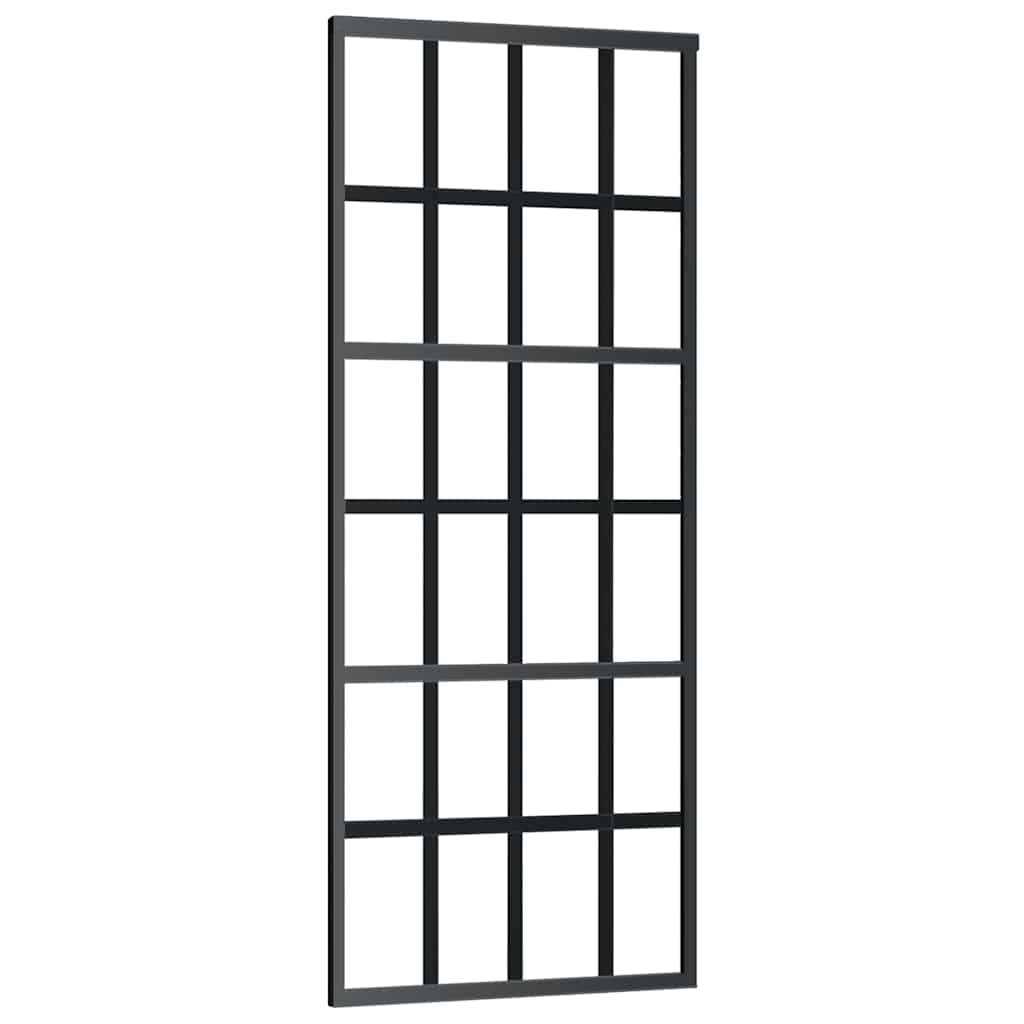 vidaXL Sliding Door with Hardware Set Black 76x205 cm ESG Glass