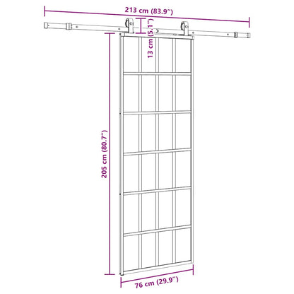 vidaXL Sliding Door with Hardware Set Black 76x205 cm ESG Glass
