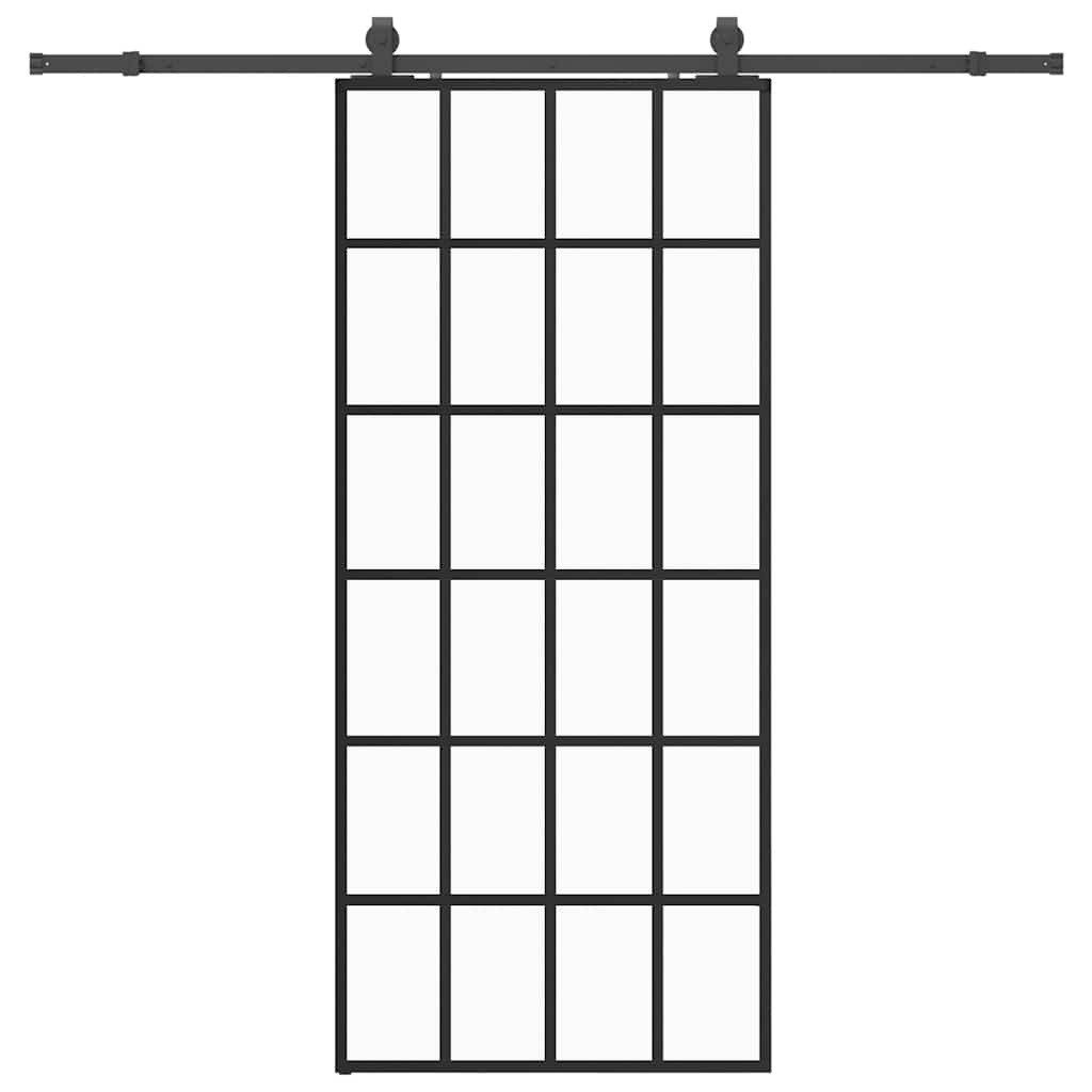 vidaXL Sliding Door with Hardware Set Black 90x205 cm ESG Glass