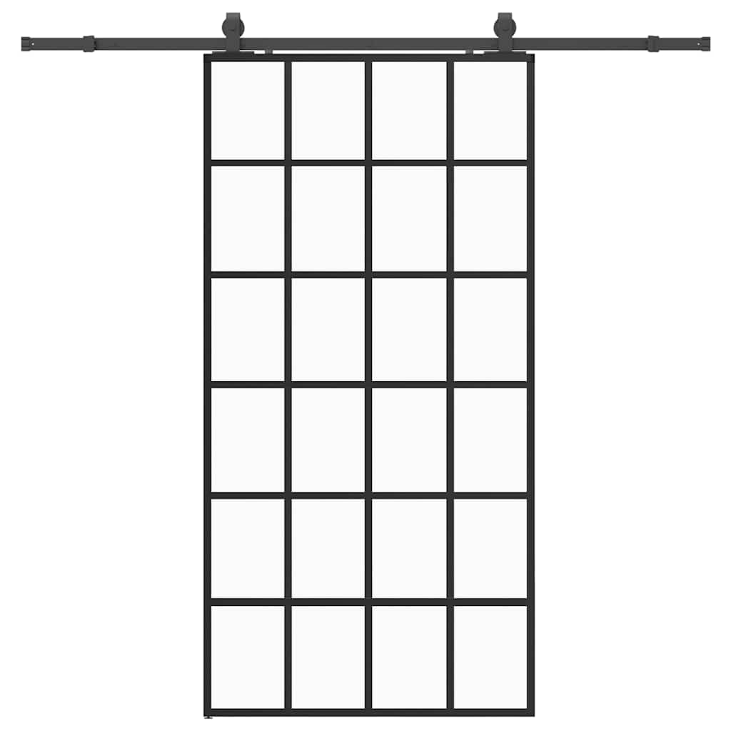 vidaXL Sliding Door with Hardware Set Black 102x205 cm ESG Glass