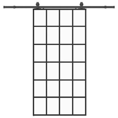 vidaXL Sliding Door with Hardware Set Black 102x205 cm ESG Glass