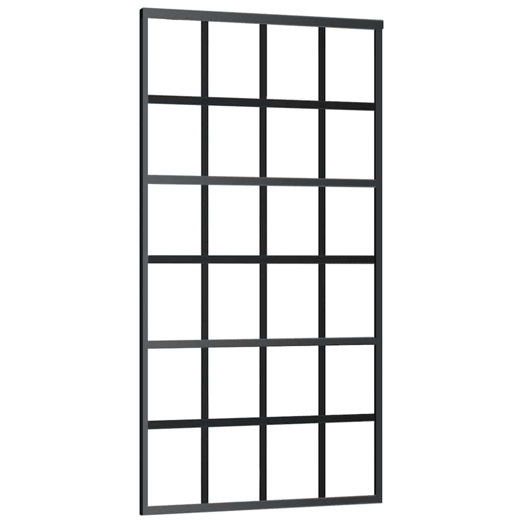 vidaXL Sliding Door with Hardware Set Black 102x205 cm ESG Glass