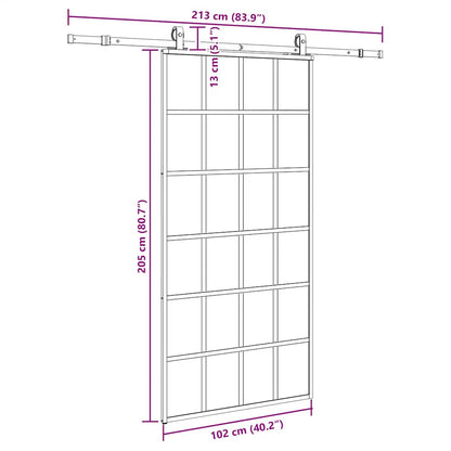 vidaXL Sliding Door with Hardware Set Black 102x205 cm ESG Glass