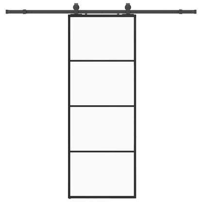 vidaXL Sliding Door with Hardware Set Black 76x205 cm ESG Glass