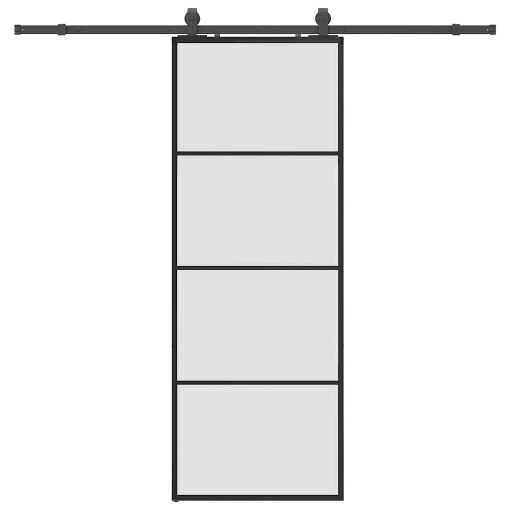 vidaXL Sliding Door with Hardware Set Black 76x205 cm ESG Glass