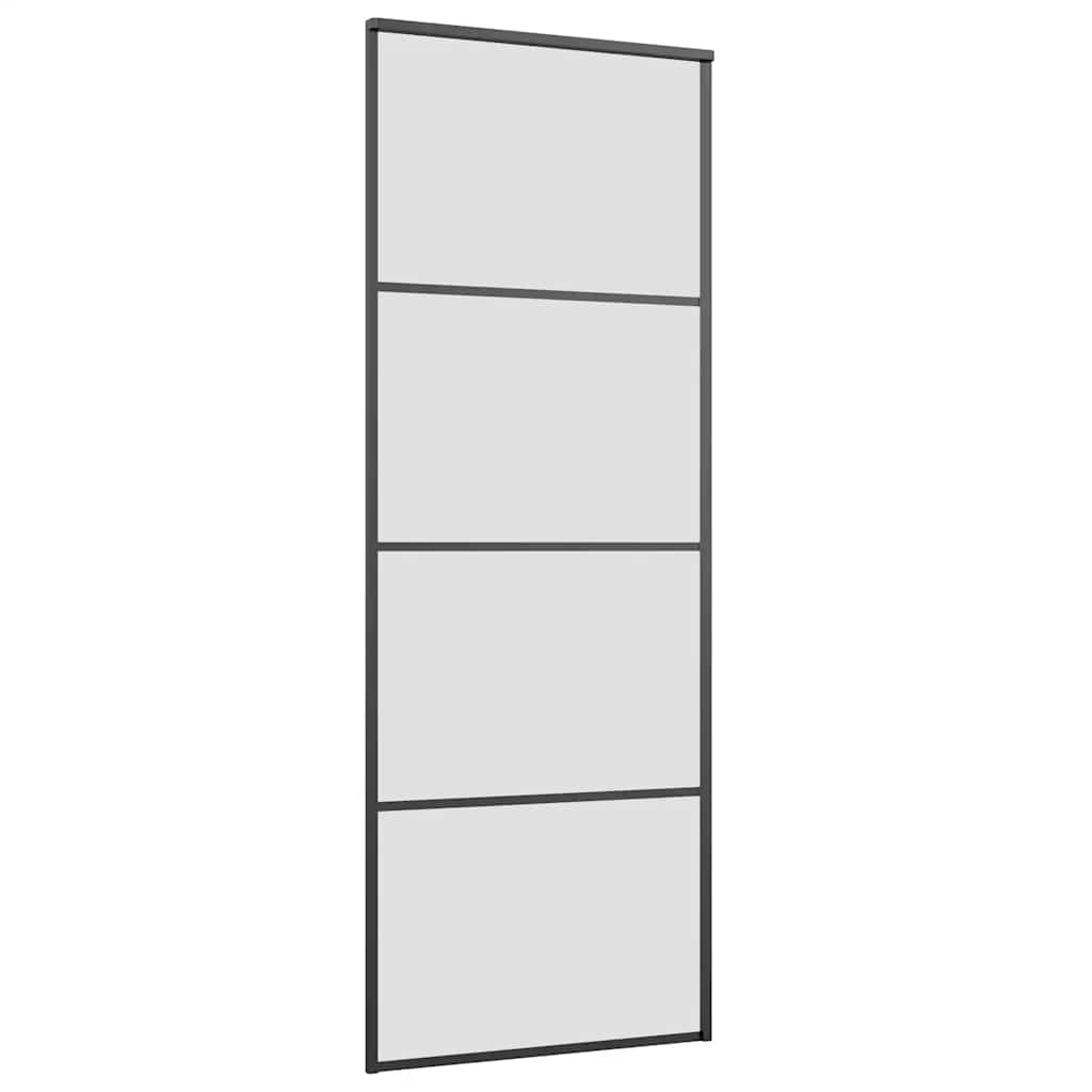 vidaXL Sliding Door with Hardware Set Black 76x205 cm ESG Glass