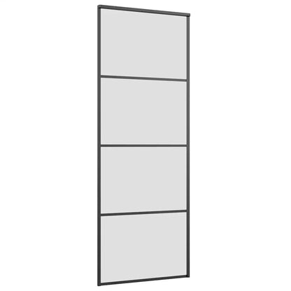 vidaXL Sliding Door with Hardware Set Black 76x205 cm ESG Glass