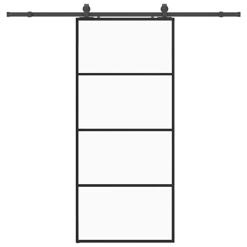 vidaXL Sliding Door with Hardware Set Black 90x205 cm ESG Glass
