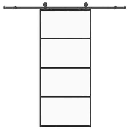 vidaXL Sliding Door with Hardware Set Black 90x205 cm ESG Glass
