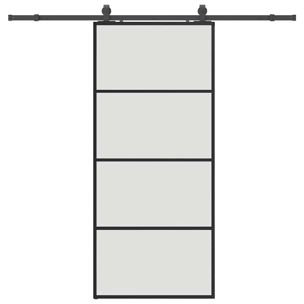 vidaXL Sliding Door with Hardware Set Black 90x205 cm ESG Glass