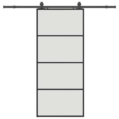 vidaXL Sliding Door with Hardware Set Black 90x205 cm ESG Glass
