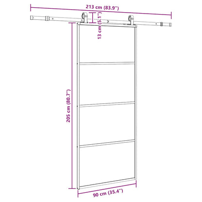 vidaXL Sliding Door with Hardware Set Black 90x205 cm ESG Glass