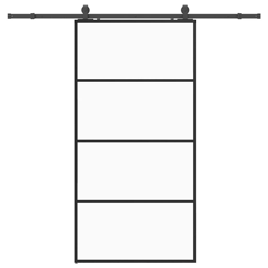 vidaXL Sliding Door with Hardware Set Black 102.5x205 cm ESG Glass