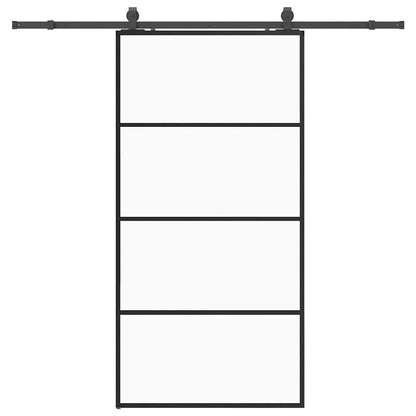 vidaXL Sliding Door with Hardware Set Black 102.5x205 cm ESG Glass