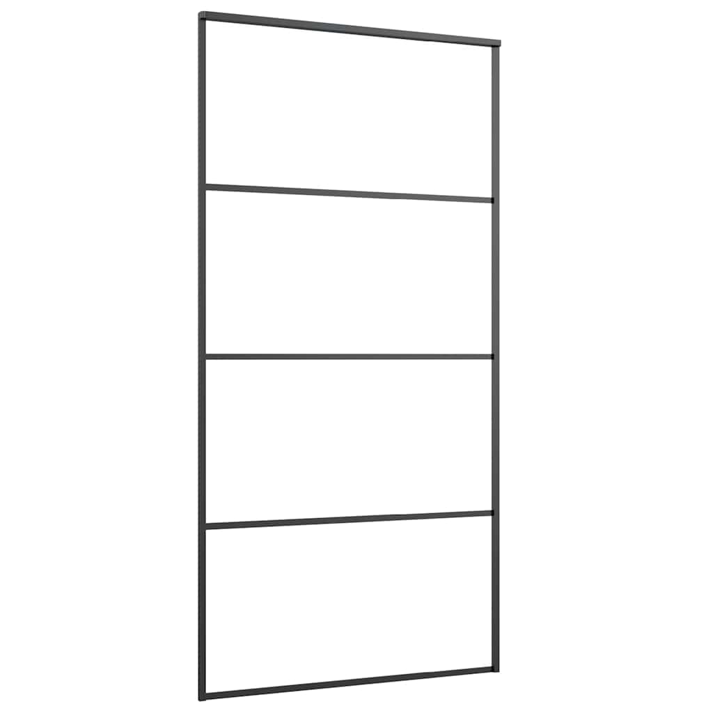 vidaXL Sliding Door with Hardware Set Black 102.5x205 cm ESG Glass