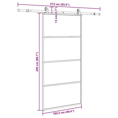 vidaXL Sliding Door with Hardware Set Black 102.5x205 cm ESG Glass