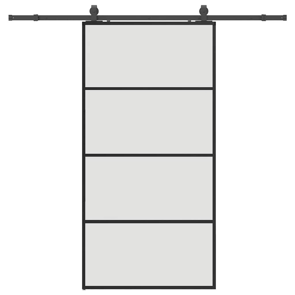 vidaXL Sliding Door with Hardware Set Black 102.5x205 cm ESG Glass