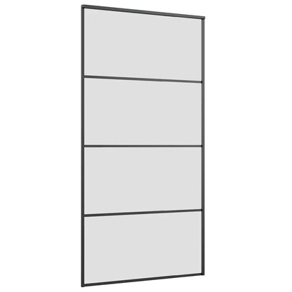 vidaXL Sliding Door with Hardware Set Black 102.5x205 cm ESG Glass