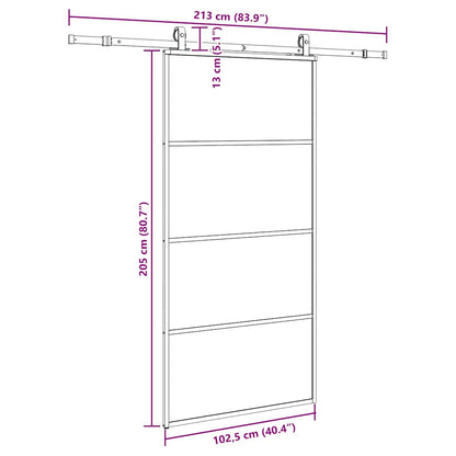 vidaXL Sliding Door with Hardware Set Black 102.5x205 cm ESG Glass