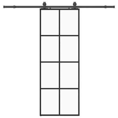 vidaXL Sliding Door with Hardware Set Black 76x205 cm ESG Glass